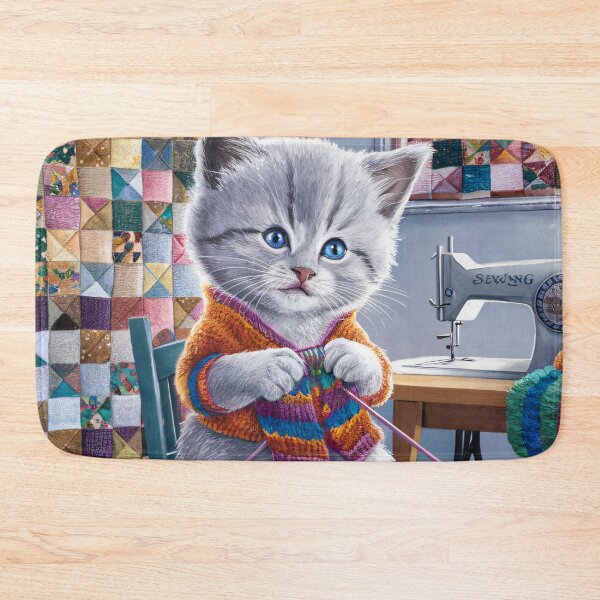 Item preview, A Cute Gray Kitten Knitting designed and sold by pixelplaza.