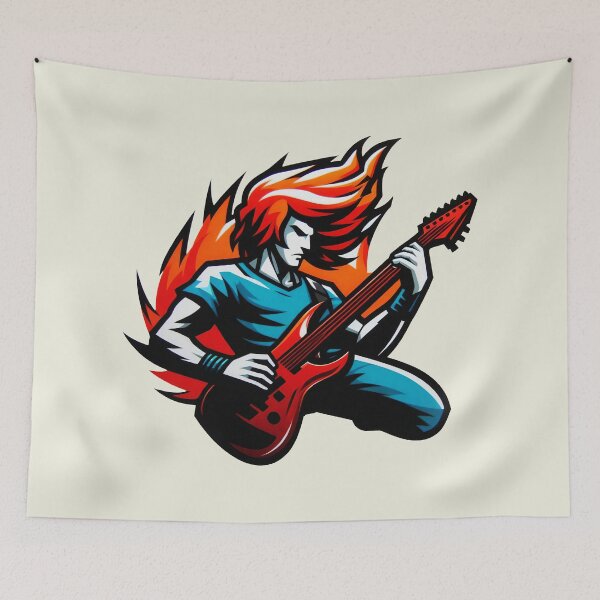 Item preview, Passionate Fiery Guitarist designed and sold by Delemore Art.