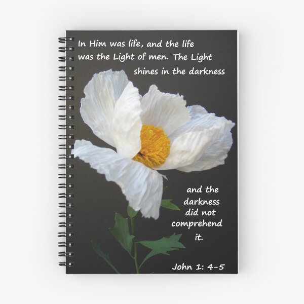 Item preview, Matilija Poppy from California with John 1: 4-5 designed and sold by JoyousArt4u.