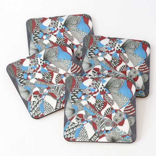 Item preview, Red and Turquoise Chase The Penny Doodle designed and sold by LymphomaLass.