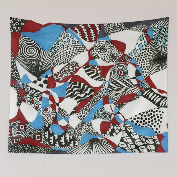 Item preview, Red and Turquoise Chase The Penny Doodle designed and sold by LymphomaLass.