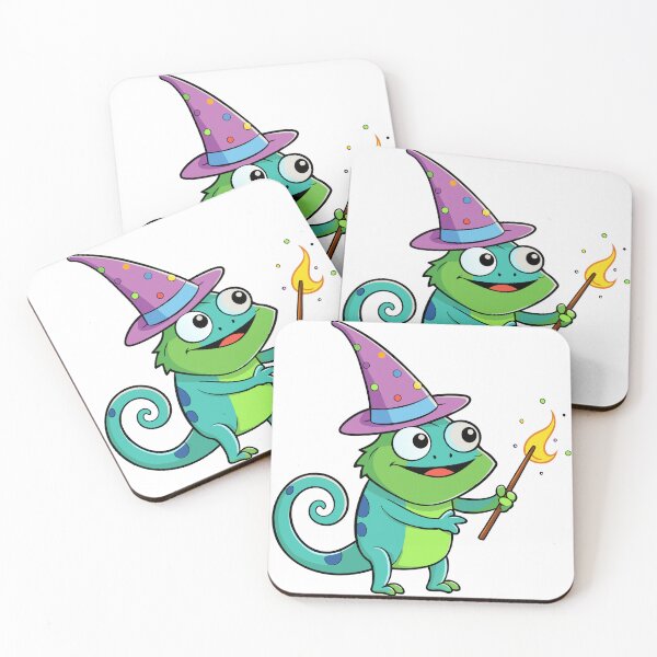 Item preview, Fluffy Chameleon in a Tiny Wizard Hat designed and sold by omerfdln34.