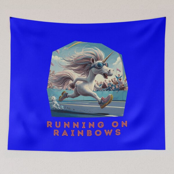 Item preview, Funny Running Unicorn Sayings Running On Rainbows designed and sold by fantasticdesign.