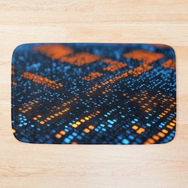 Item preview, Blue and orange digital LED cells on digital display or screen background. Generative Ai designed and sold by homydesign.