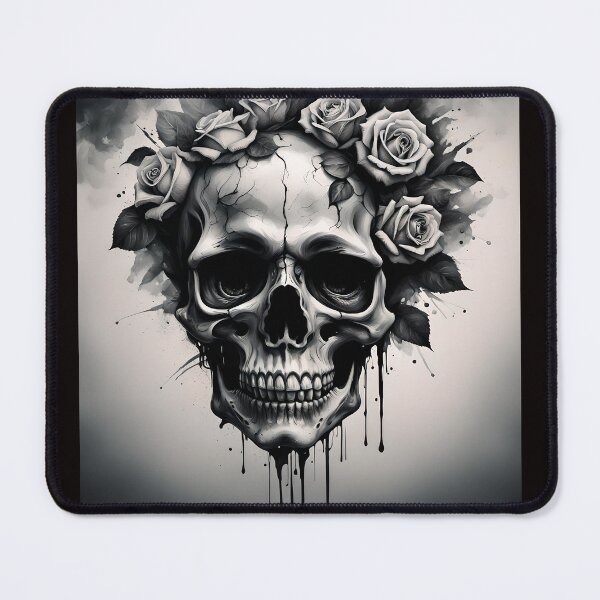 Item preview, Scull and roses in black and white designed and sold by Magixa.