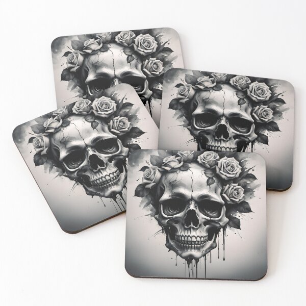 Item preview, Scull and roses in black and white designed and sold by Magixa.