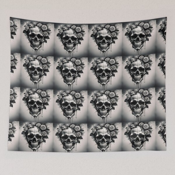 Item preview, Scull and roses in black and white designed and sold by Magixa.