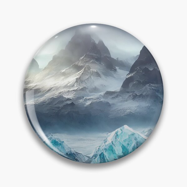 Item preview, Snowy mountain landscape with a frozen river under a dramatic sky. Generative Ai designed and sold by homydesign.
