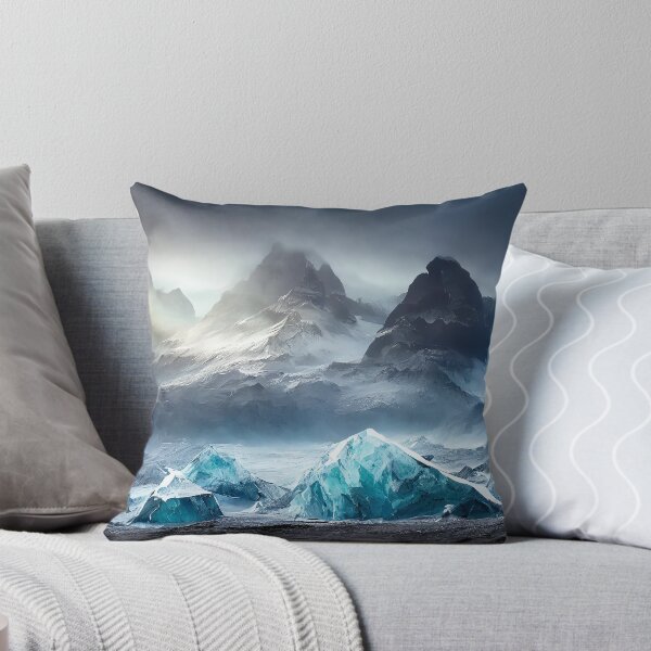 Item preview, Snowy mountain landscape with a frozen river under a dramatic sky. Generative Ai designed and sold by homydesign.