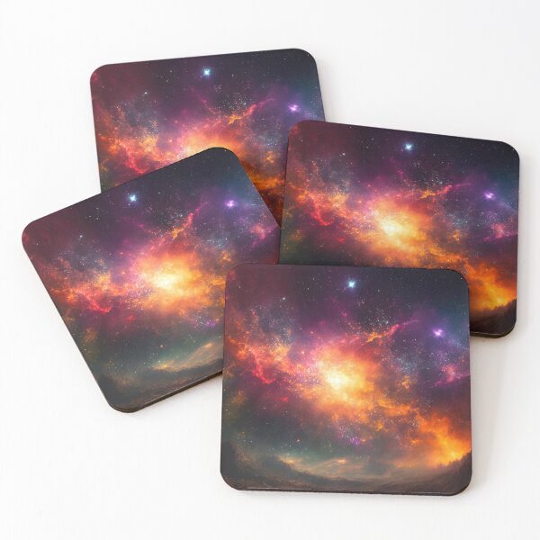 Item preview, Vibrant galaxy unfolds above a serene, misty landscape, stars and nebulae painting the sky with radiant hues designed and sold by homydesign.