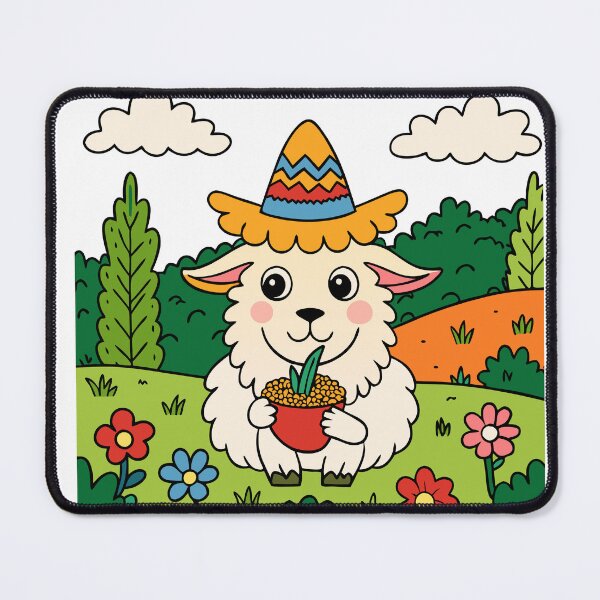 Item preview, Fluffy Goat in a Tiny Hat Munching on a Fig designed and sold by omerfdln34.