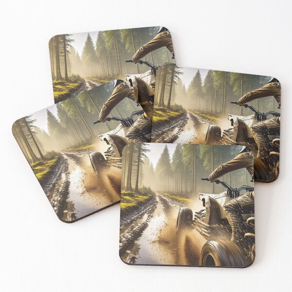 Item preview, A person on an ATV is riding through a muddy trail in a forest, splashing mud designed and sold by homydesign.