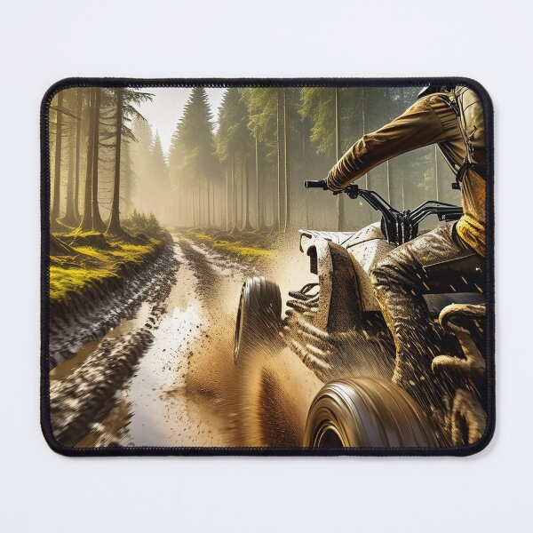 Item preview, A person on an ATV is riding through a muddy trail in a forest, splashing mud designed and sold by homydesign.