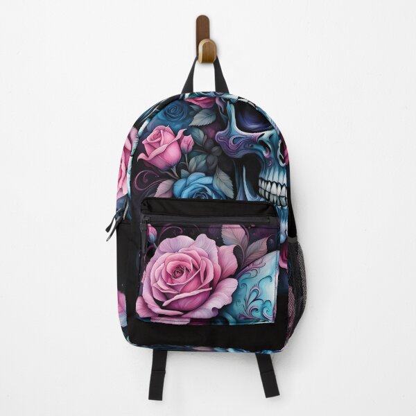 Item preview, romantic scull in blue and pink roses designed and sold by Magixa.