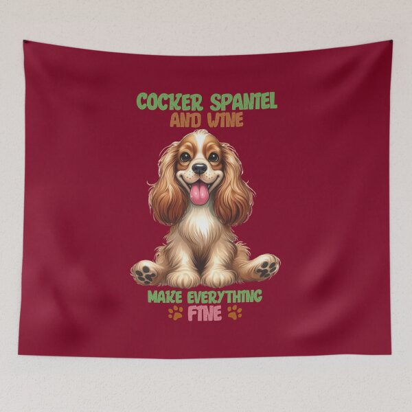 Item preview, Cocker Spaniel and Wine designed and sold by PawPrintStyles.