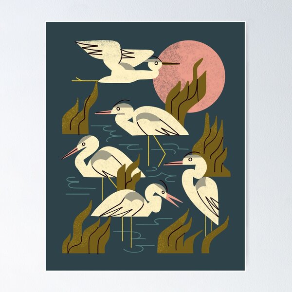 Item preview, Five Heron Flock designed and sold by Renea L Thull.