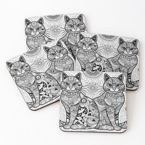 Item preview, Abstract Black and White Twin Cats designed and sold by PRINYOS.