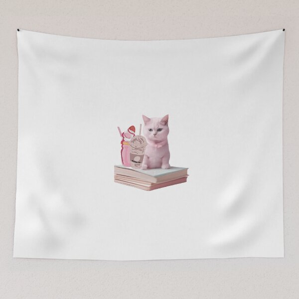 Item preview, Cute Pink Coquette Cat Reading Books | Coffee and Pink Drink | Book lover designed and sold by GirlyPop02.