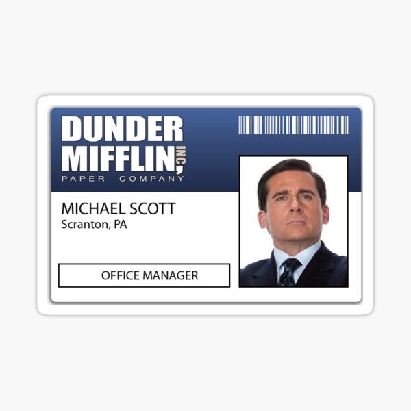 The Office Michael Scott Dunder Mifflin ID Badge Name Tag Cosplay Costume
