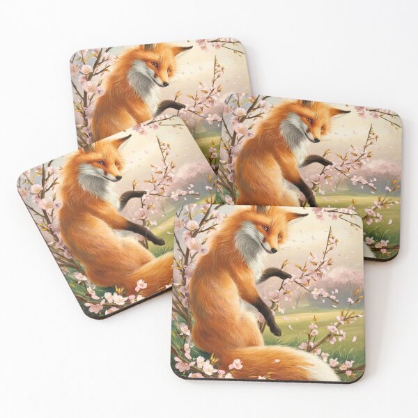 Artikelvorschau, Fuchs-Portrait. Fuchs mit Kirschblüte, Blumenfuchs, Vintage-Fuchs, Fuchs-Malerei, Edgar Degas-Stil entworfen und verkauft von FoxVibes.