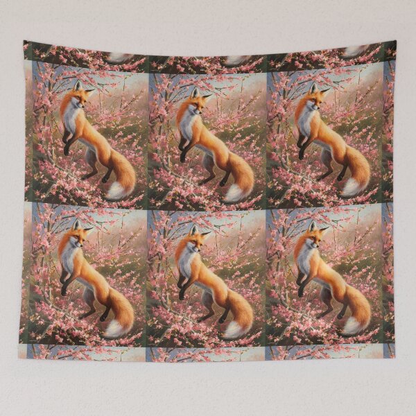 Artikelvorschau, Fuchs-Portrait. Fuchs mit Kirschblüte, Blumenfuchs, Vintage-Fuchs, Fuchs-Malerei, Edgar Degas-Stil entworfen und verkauft von FoxVibes.