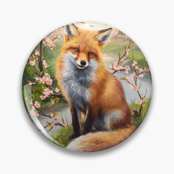 Artikelvorschau, Fuchs-Portrait. Fuchs mit Kirschblüte, Blumenfuchs, Vintage-Fuchs, Fuchs-Malerei, Edgar Degas-Stil entworfen und verkauft von FoxVibes.