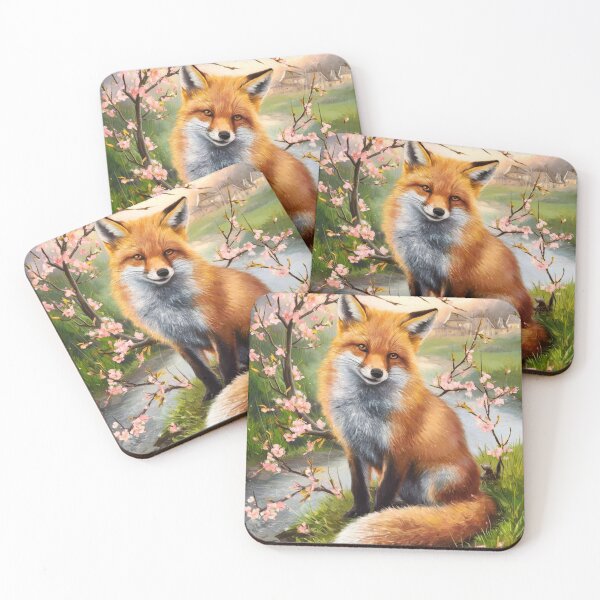Artikelvorschau, Fuchs-Portrait. Fuchs mit Kirschblüte, Blumenfuchs, Vintage-Fuchs, Fuchs-Malerei, Edgar Degas-Stil entworfen und verkauft von FoxVibes.