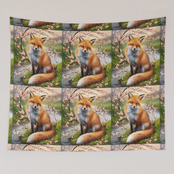 Artikelvorschau, Fuchs-Portrait. Fuchs mit Kirschblüte, Blumenfuchs, Vintage-Fuchs, Fuchs-Malerei, Edgar Degas-Stil entworfen und verkauft von FoxVibes.