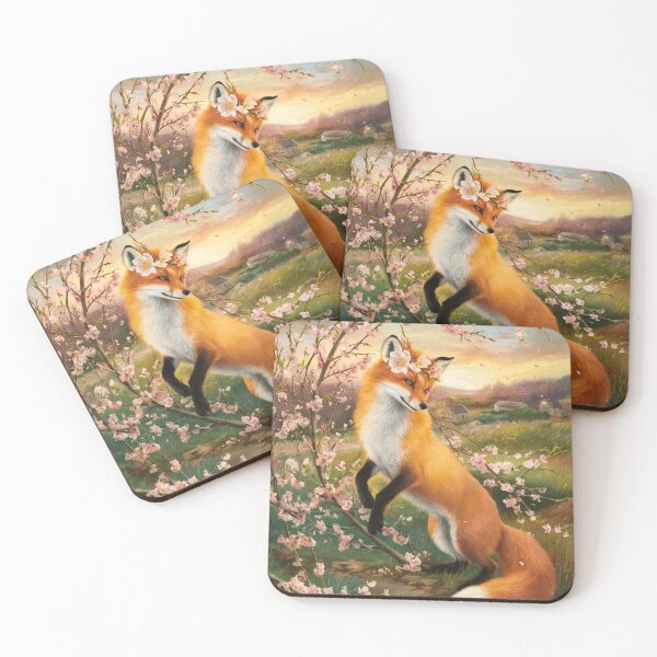 Artikelvorschau, Fuchs-Portrait. Fuchs mit Kirschblüte, Blumenfuchs, Vintage-Fuchs, Fuchs-Malerei, Edgar Degas-Stil entworfen und verkauft von FoxVibes.