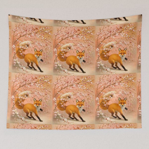 Artikelvorschau, Fuchs-Portrait. Fuchs mit Kirschblüte, Blumenfuchs, Vintage-Fuchs, Fuchs-Malerei, Edgar Degas-Stil entworfen und verkauft von FoxVibes.