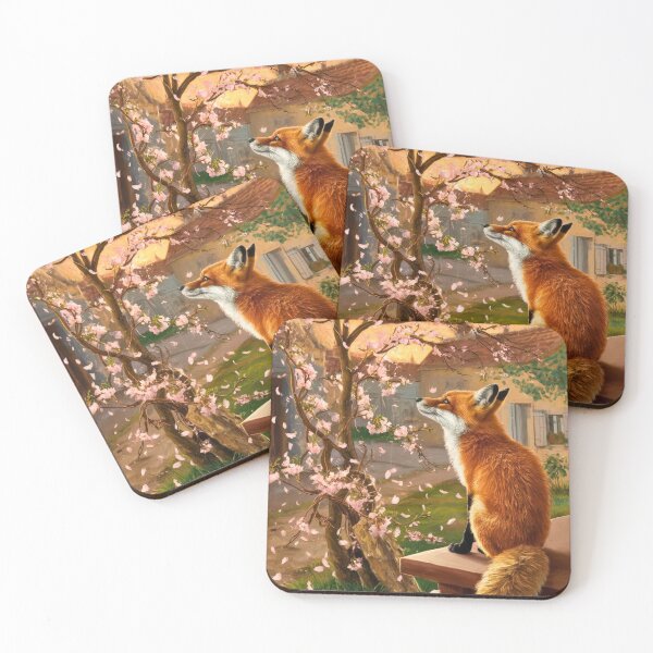 Artikelvorschau, Fuchs-Portrait. Fuchs mit Kirschblüte, Blumenfuchs, Vintage-Fuchs, Fuchs-Malerei, Edgar Degas-Stil entworfen und verkauft von FoxVibes.