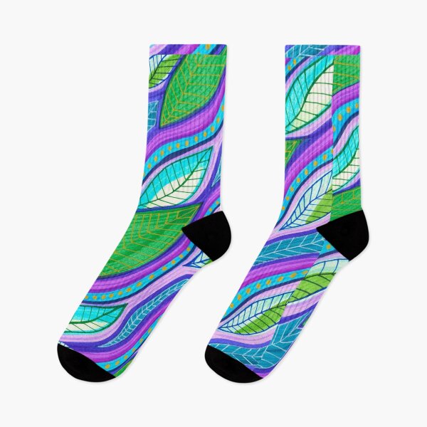Item preview, Green, Purple and Blue Flowing Leaf Pattern designed and sold by artofkathleen.