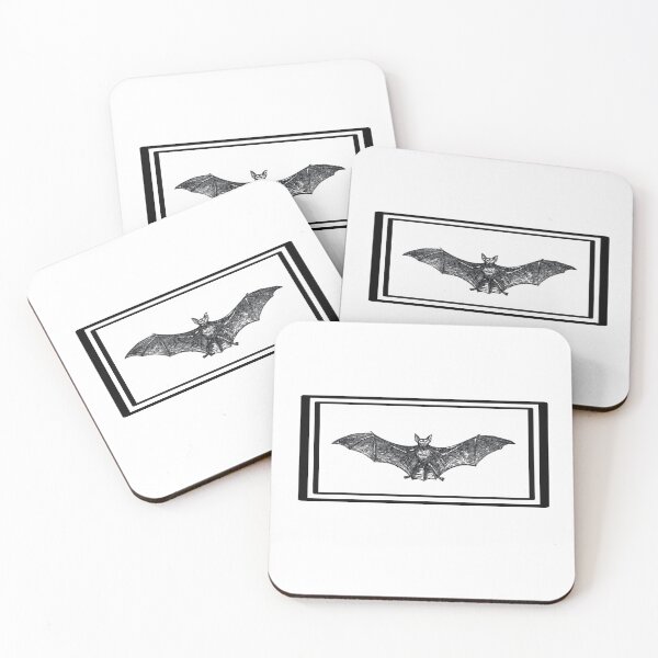 Item preview, Vintage 1901 Bat Black and White Block Print designed and sold by MountMercantile.