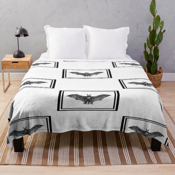 Item preview, Vintage 1901 Bat Black and White Block Print designed and sold by MountMercantile.