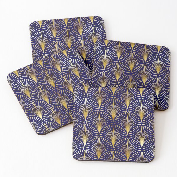 Item preview, Dark Blue And Golden Art Deco Fan Pattern designed and sold by DEC02.