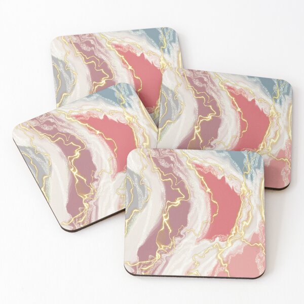 Item preview, Pastel and gold abstract fluid art with gold highlights  designed and sold by navitalidesign.