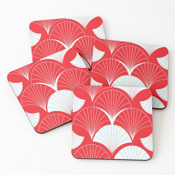 Item preview, Asian Art Deco Red And White Fan Pattern designed and sold by DEC02.