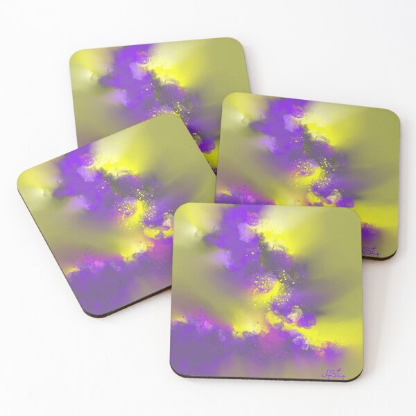 Item preview, Psychedelic Meltdown - Purple Yellow Abstract designed and sold by Joey Santiago.