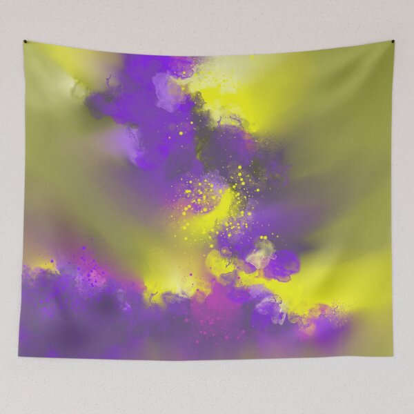 Item preview, Psychedelic Meltdown - Purple Yellow Abstract designed and sold by Joey Santiago.
