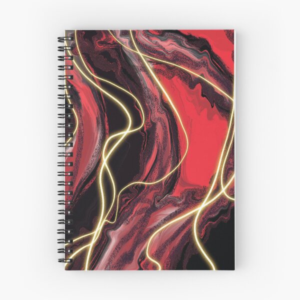 Item preview, Electric red abstract fluid art with gold highlights  designed and sold by navitalidesign.