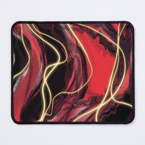 Item preview, Electric red abstract fluid art with gold highlights  designed and sold by navitalidesign.