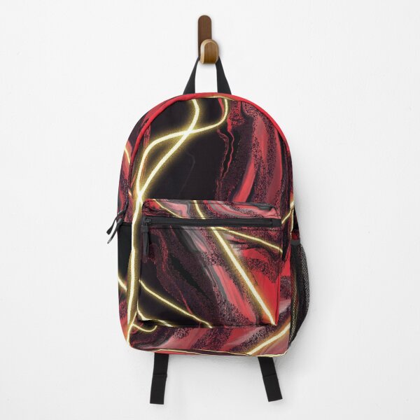 Item preview, Electric red abstract fluid art with gold highlights  designed and sold by navitalidesign.
