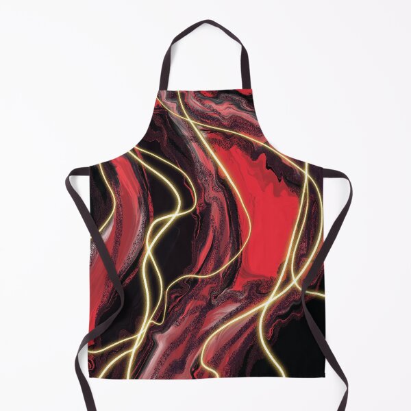 Item preview, Electric red abstract fluid art with gold highlights designed and sold by navitalidesign.