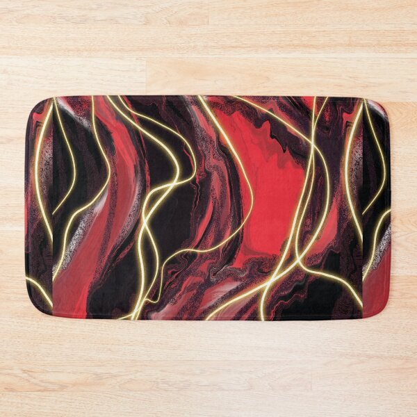 Item preview, Electric red abstract fluid art with gold highlights  designed and sold by navitalidesign.