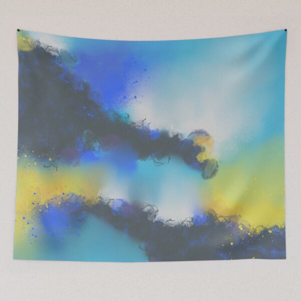 Item preview, Sky Is The Limit - Blue Yellow White Abstract designed and sold by Joey Santiago.