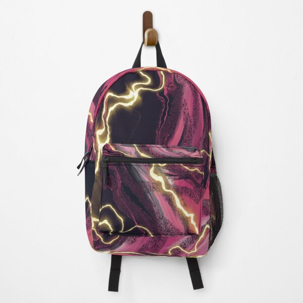 Item preview, Fuchsia pink abstract fluid art with gold highlights designed and sold by navitalidesign.
