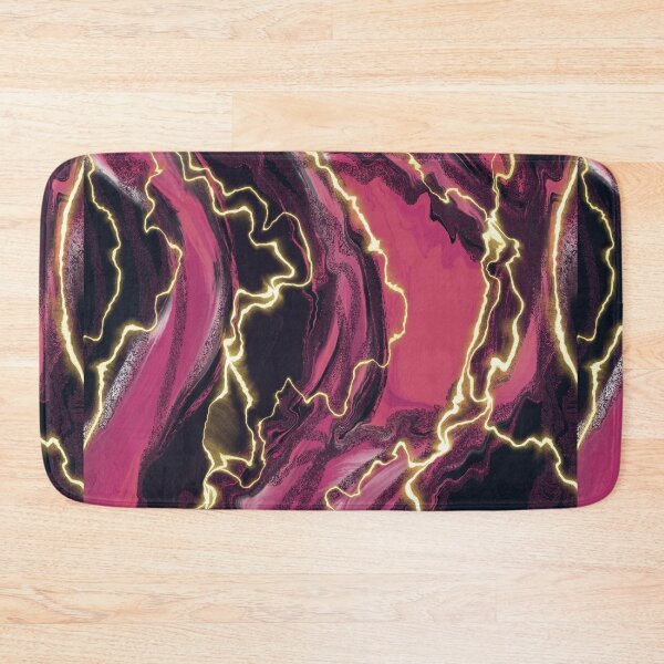 Item preview, Fuchsia pink abstract fluid art with gold highlights  designed and sold by navitalidesign.