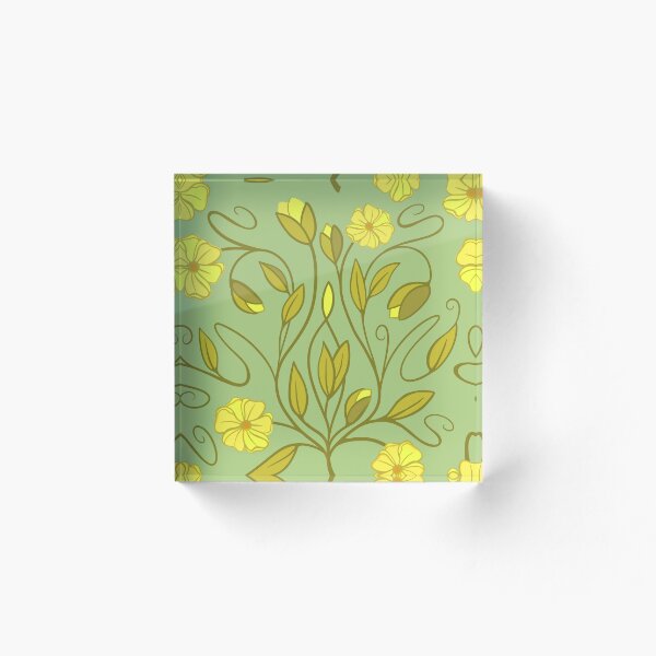 Item preview, Modern Art Nouveau floral vines in yellow, sage, and lime green designed and sold by MarySchwindt.
