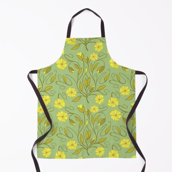 Item preview, Modern Art Nouveau floral vines in yellow, sage, and lime green designed and sold by MarySchwindt.