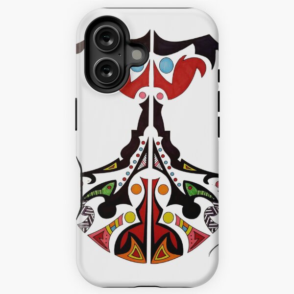 New Original Tattoo Drawing that is AI-Generated Coloring Page "Tribal Angel" iPhone Tough Case